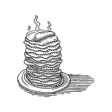 Une pile de crêpes chaudes fumant d'en haut