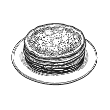 Une pile de crêpes sur une assiette pour colorier Maslenitsa