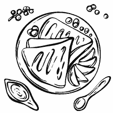 Illustration de crêpes sur une assiette avec une baie et une cuillère