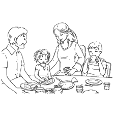 La famille se réunit à table pour célébrer Maslenitsa avec des gâteries traditionnelles