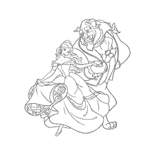 Dibujo de la Belleza y la Bestia, representando Belle y la Bestia