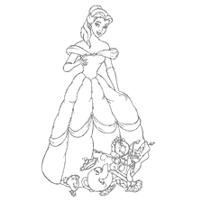 Coloring Characters from Beauty and the Beast: Belle, Chip, Mrs. Potts, Cogsworth and Lumière