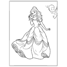 Coloring Princess Belle from the fairy tale Beauty and the Beast