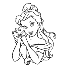 Princess Belle from the cartoon Beauty and the Beast for coloring