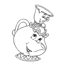Coloring of Mrs. Potts and Chima from Beauty and the Beast