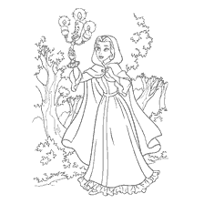 Belle with Lumière in coloring book