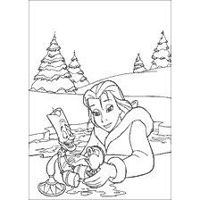 Belle rescues Lumier and Cogsworth from the water