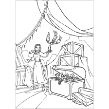 A scene from the fairy tale Beauty and the Beast, where a girl explores a chest with toys