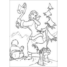 Characters from Beauty and the Beast with a Christmas tree in the woods