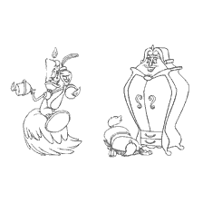 Characters from the cartoon Beauty and the Beast - Lumier and Cadril