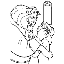 Beauty and the Beast in a moment of tenderness