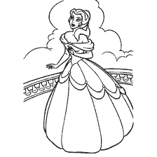Coloring Belle of Beauty and the Beast on the balcony