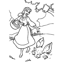 Drawing by Belle of Beauty and the Beast Feeding Birds