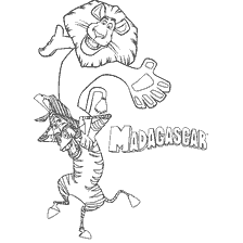 página para colorir: Personagens desenhados por Marty e Alex de Madagascar