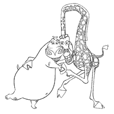 página para colorir: Colorido por Gloria e Melman de Madagascar
