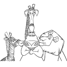 página para colorir: Colorir com personagens do desenho animado Madagascar