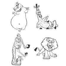 página para colorir: Personagens do desenho animado Madagascar na coloração