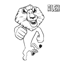 página para colorir: Colorir com Leão Alex de Madagascar