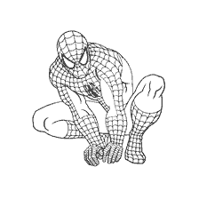 kolorowanka: Spider-Man w pozycji gotowej do skoku