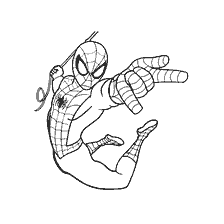 kolorowanka: Spider-Man w pozycji Spider-Web Jump