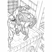kolorowanka: Spider-Man walczy z Czarną Śmiercią na dachu budynku