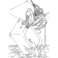 kolorowanka: Spider-Man skacze na lodówce