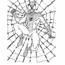 kolorowanka: Spider-Man siedzi w sieci