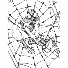 kolorowanka: Kolorowanki Spider-Man siedzi w sieci