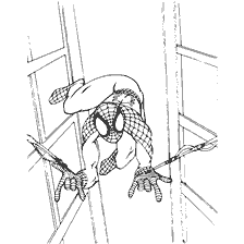kolorowanka: Spider-Man skacze między budynkami