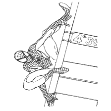 kolorowanka: Spider-Man na ścianie budynku
