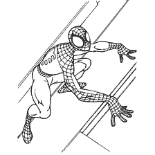 kolorowanka: Spider-Man w pozycji gotowej do skoku dla kolorowanki
