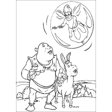 Shrek, Donkey e Fairy nel libro colorante