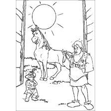 Shrek colorazione: trasformazione con Shrek, uccello e cavallo
