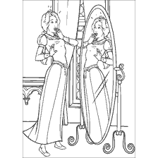 Colorare la principessa Fiona davanti allo specchio