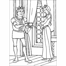 Disegno di Shrek con papà e tazza di tè su libro di colorazione