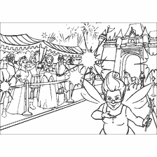 Colorare Shrek sul tappeto rosso con una fata e principesse