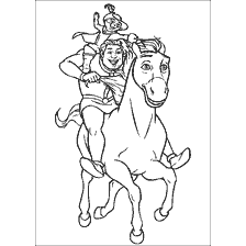 La pittura di Shrek a cavallo con Fiona