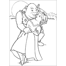 Colorare Shrek e Fiona in una posa romantica