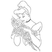 Cinderella kleuren met bloemen in handen