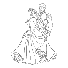 Het kleuren van Assepoester en de Prins in een mooie jurk op het bal