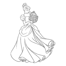 Cinderella mit einem Korb von Blumen