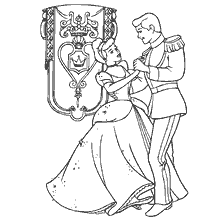 Cinderella and Prince dance at the ball in a beautiful outfit
