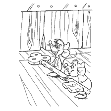 Mouse with key trying to help Cinderella