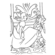 Coloring Cinderella, where her sisters measure the shoe