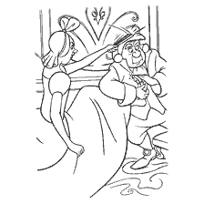 Cinderella tries on a shoe at a ball