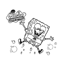 coloring page: Coloring SpongeBob jumping and surrounded by bubbles