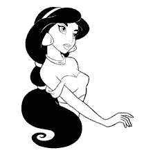 Meisje Jasmine uit de cartoon Aladdin, kleurboek