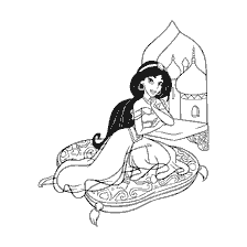 Kleuren door Aladdin Jasmine aan het raam van het paleis