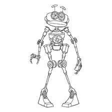 coloriage: Robot Bengan de Treasure Planet en noir et blanc
