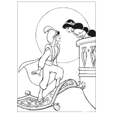 Aladdin and Jasmine on a carpet plane
